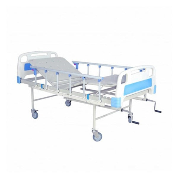 Full Fowler Hospital Bed with ABS Panel, Collapsable Railings, Wheels and Mattress