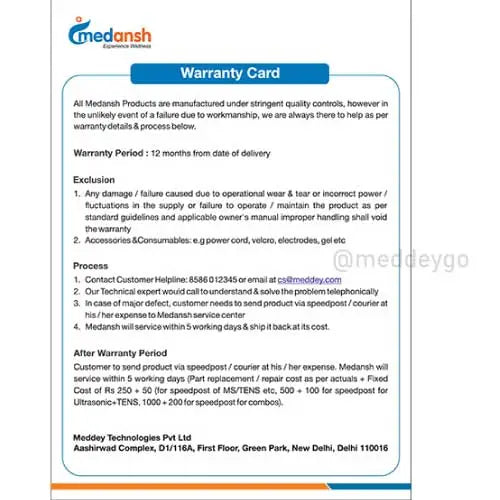 Medansh COMBINATION THERAPY 3 in 1 - TENS 4 Channel Ultrasonic and Deep Heat for Pain management
