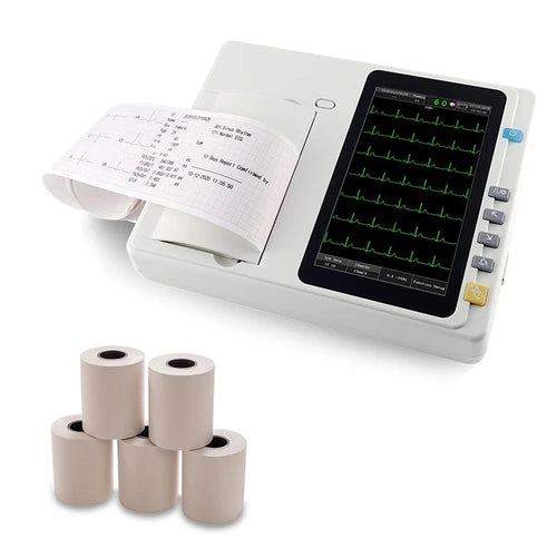 3 channel ecg machine 7 inch touch screen and 5 ecg paper rolls