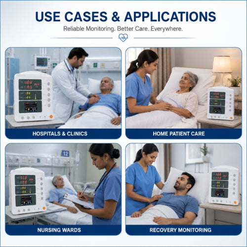 3 para bedside patient monitor use cases for hospitals clinics nursing wards home patient care and recovery monitoring