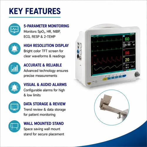5 Para patient monitor technical key features