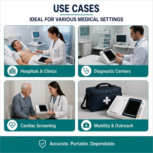 6 channel ecg machine use cases for hospitals clinics diagnostic centres cardiac screening and outreach