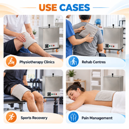 Hydrocollator machine use cases for physiotherapy clinics, rehabilitation centres, sports recovery and pain management