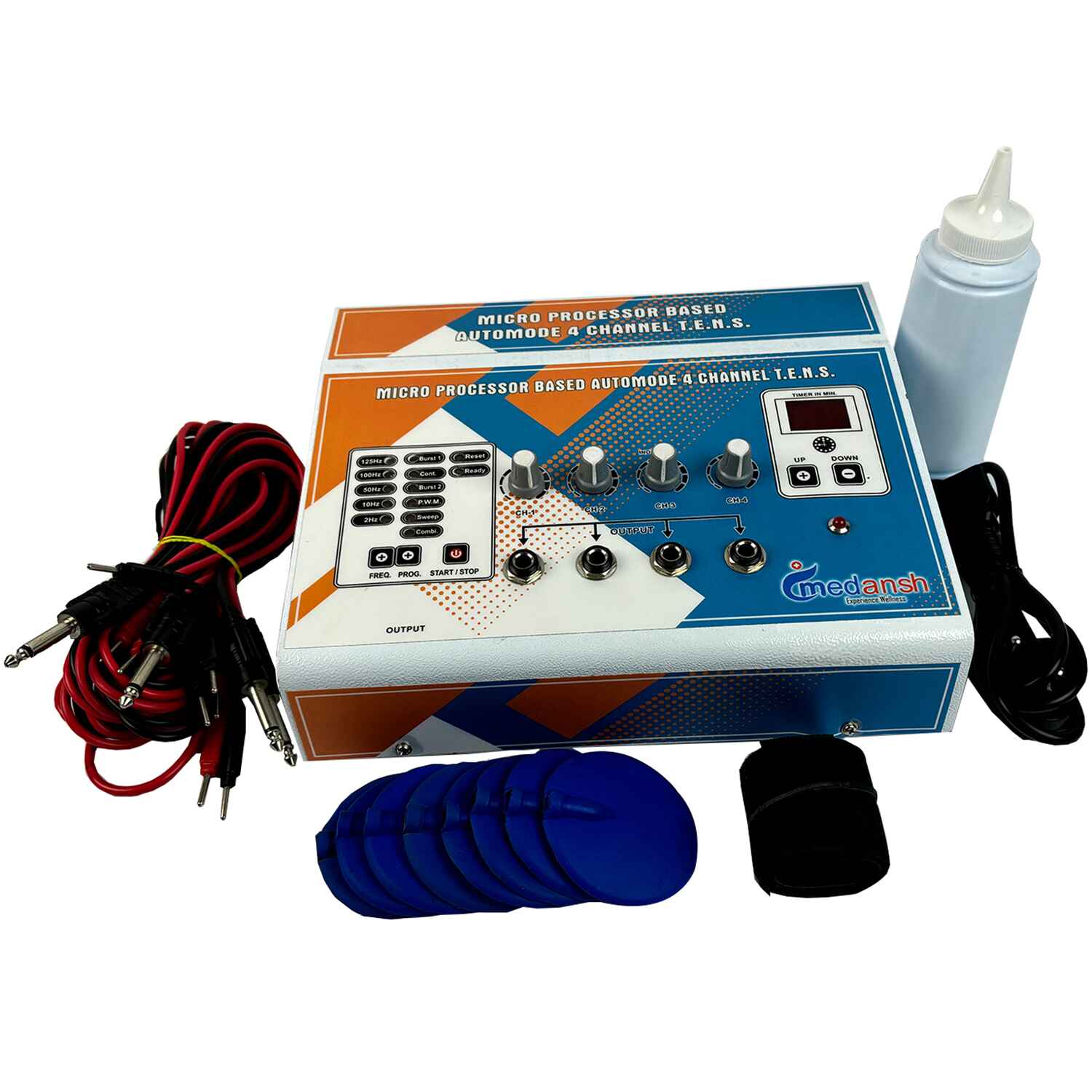 Medansh 4 CHANNEL Tens Machine LCD non-invasive low-risk nerve stimulation- reduce pain with 1 year warranty