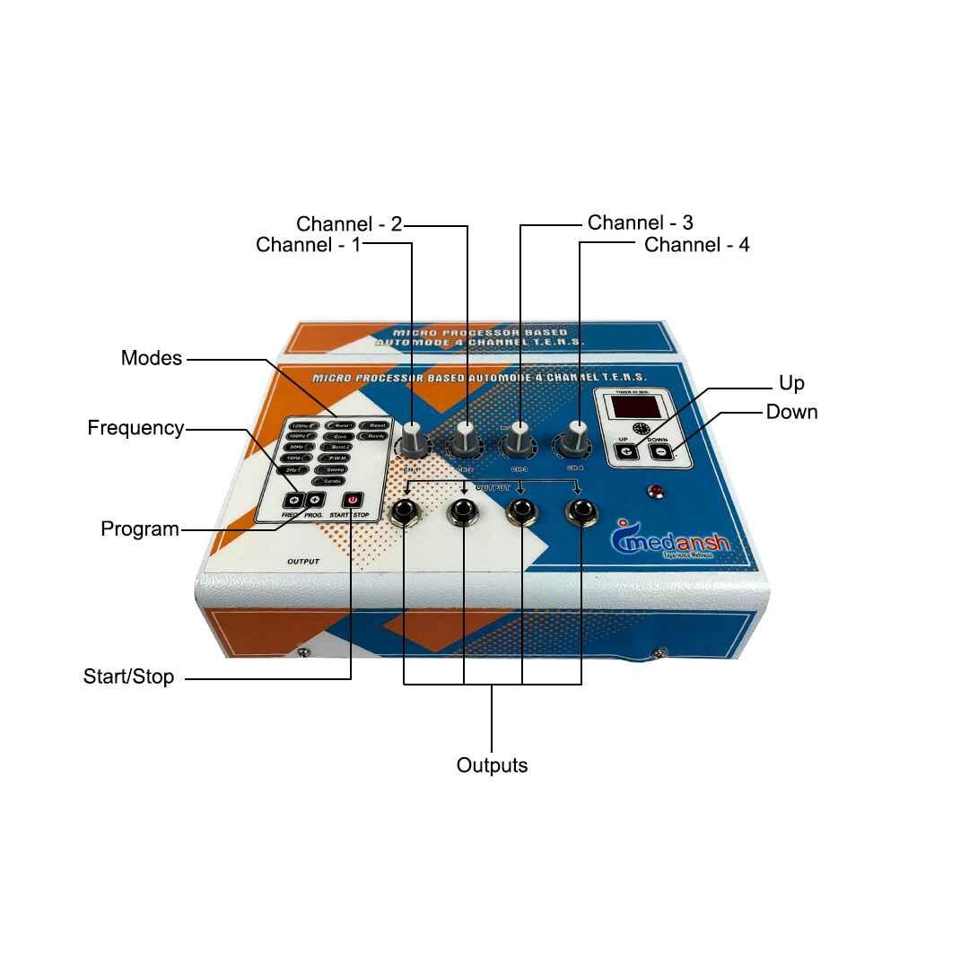 Medansh 4 CHANNEL Tens Machine LCD non-invasive low-risk nerve stimulation- reduce pain with 1 year warranty