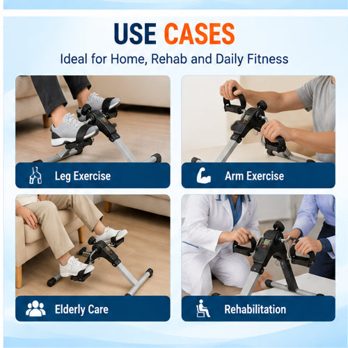 Medansh pedo cycle manual use cases for leg exercise, arm exercise, elderly care and rehabilitation