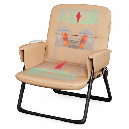 Samso foldable massage chair with cushioned seat, padded backrest and massage mechanism for neck, back and thigh relaxation