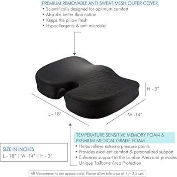 Coccyx Seat Cushion Memory Foam for Tailbone Pain Relief