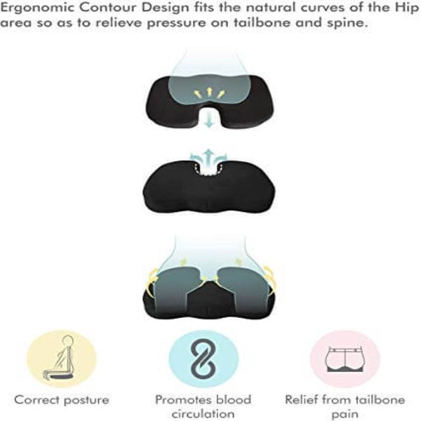 Coccyx Seat Cushion Memory Foam for Tailbone Pain Relief