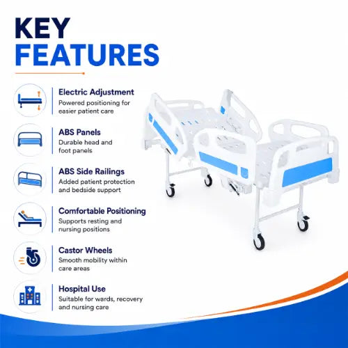electric hospital flower bed key features with powered adjustment abs panels and side railings