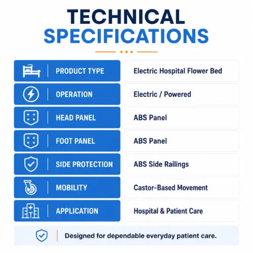 electric hospital flower bed technical specifications for patient care and hospital use
