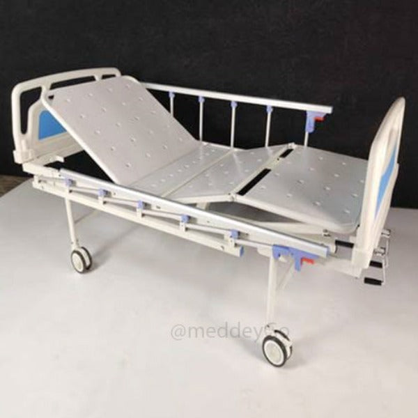 Full Fowler Hospital Bed with ABS Panel, Collapsable Railings, Wheels and Mattress