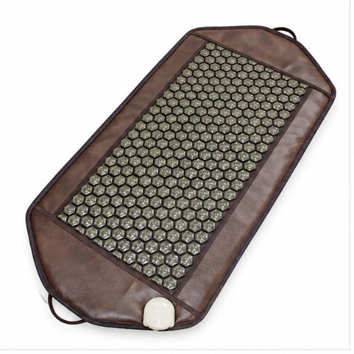 magnetic massage mattress with 1100 tourmaline stones in brown pu leather design