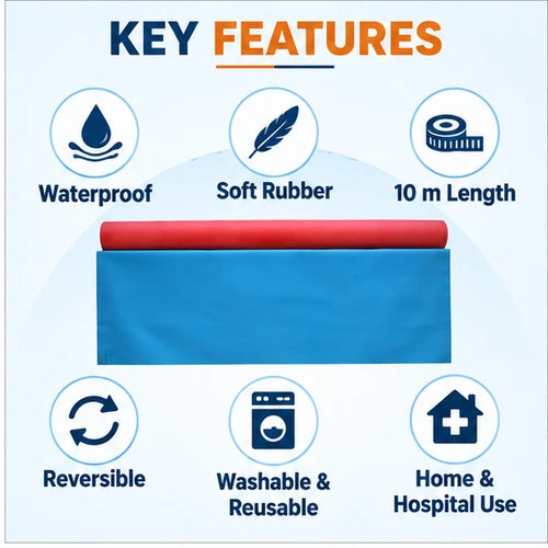 makintosh waterproof mattress protector sheet key features including waterproof soft rubber, 10 m length, reversible design, washable and reusable surface