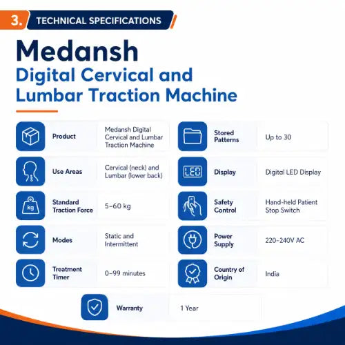 medansh digital cervical and lumbar traction machine technical specifications