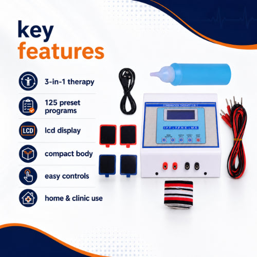 mini lcd 3 in 1 ift ms tens machine key features with 125 preset programs