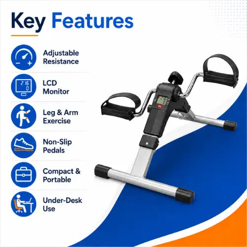 mini pedal exerciser key features with adjustable resistance lcd monitor and non slip pedals