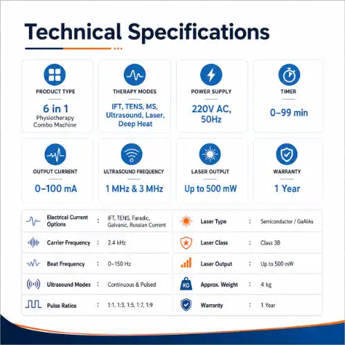 physio studio 6 in 1 physiotherapy machine technical specifications