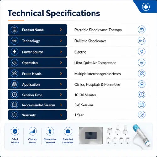 portable shockwave therapy technical specifications for clinics hospitals and home use