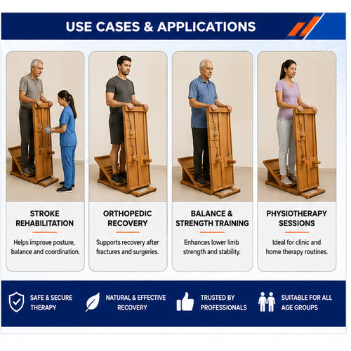 standing unit reciprocal with incline use cases for stroke orthopedic and physiotherapy rehabilitation