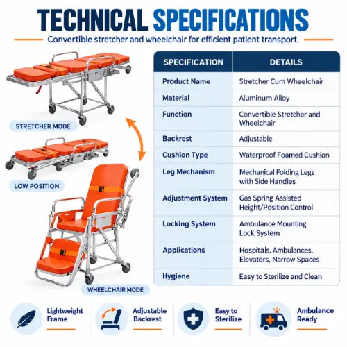 stretcher cum Wheelchair