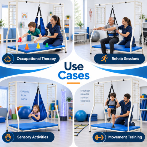 suspension frame use cases for occupational therapy, rehabilitation sessions, sensory activities and movement training