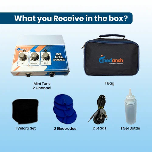medansh portable tens 2 channel electrotherapy device for pain relief