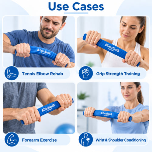 theraband flexbar blue resistance bar for hand, wrist and forearm strengthening exercises