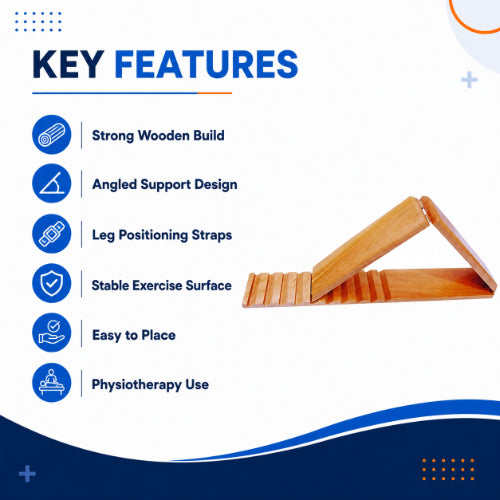 wooden quadriceps board key features with angled support design leg positioning straps and stable exercise surface
