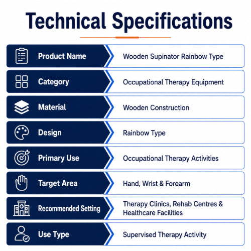 wooden supinator rainbow type technical specifications for hand wrist and forearm therapy activities