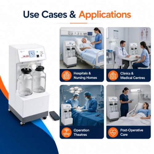 yuwell suction machine use cases for hospitals nursing homes clinics operation theatres and post operative care
