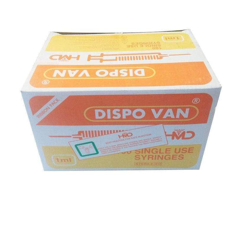 Dispovan 1ml Syringes with 26G Needle (Luer Mount) - Box of 100