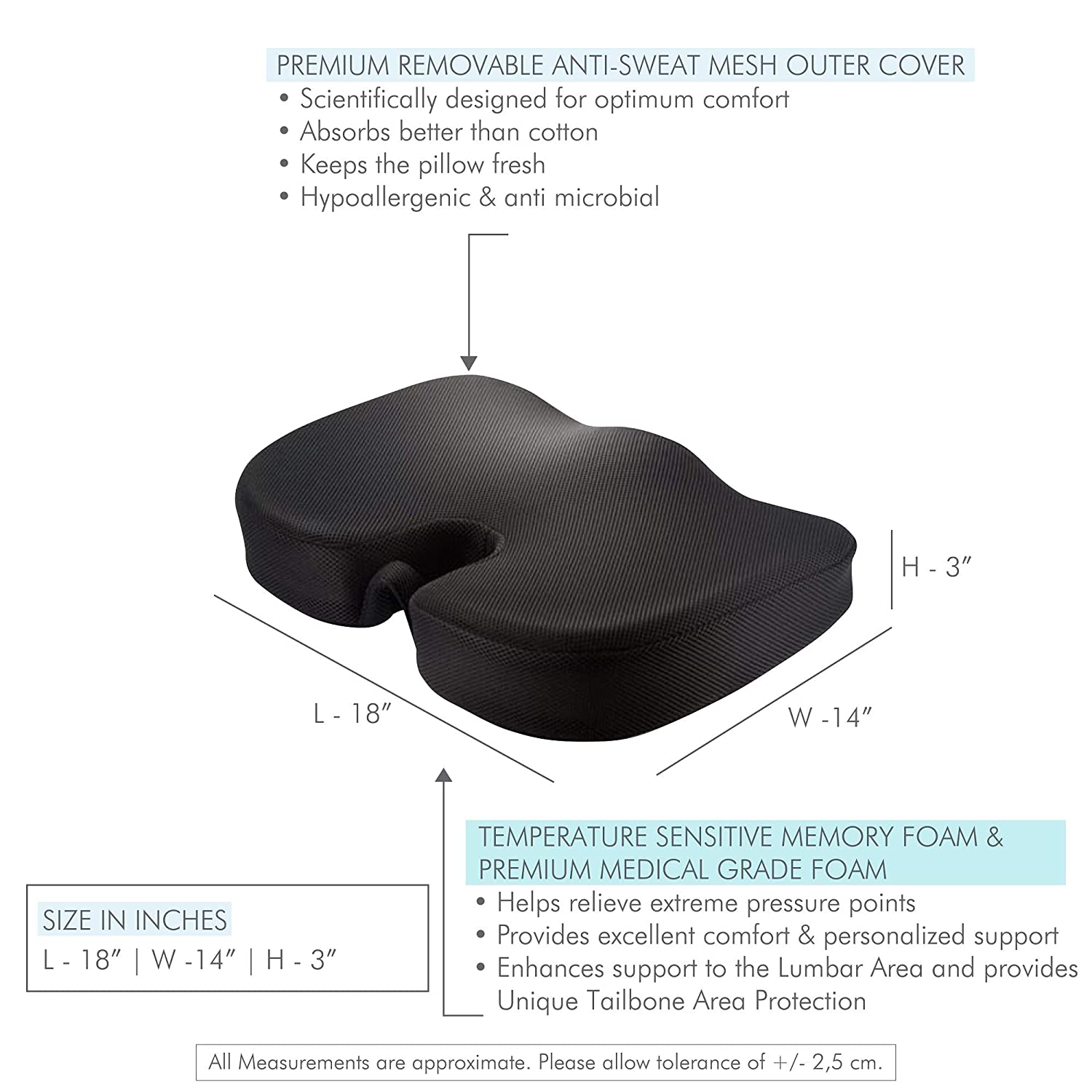 Coccyx Seat Cushion Hard Foam for Tailbone Pain Relief