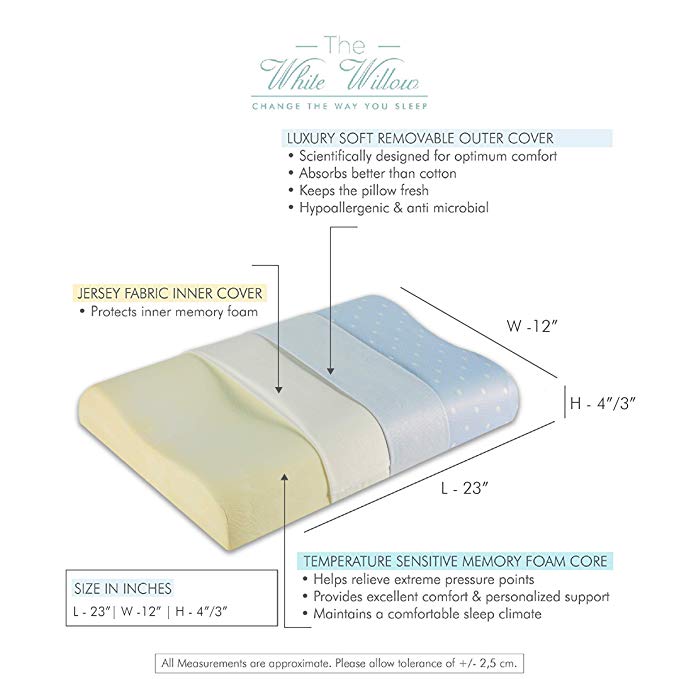 Orthopaedic Memory Foam Contour Neck Support Sleeping Bed Pillow with Removable Cover