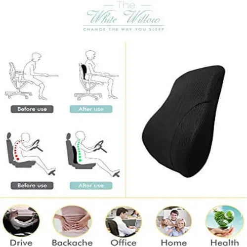 Lumbar Full Back Support Memory Foam Backrest Cushion - Back Support & Pain Relief