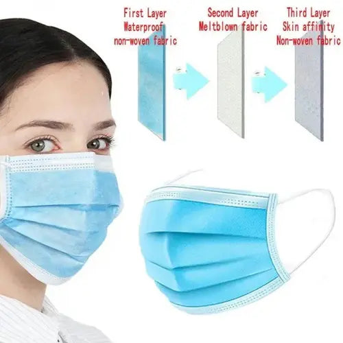 3-ply surgical mask with elastic ear loops, pack of 100
