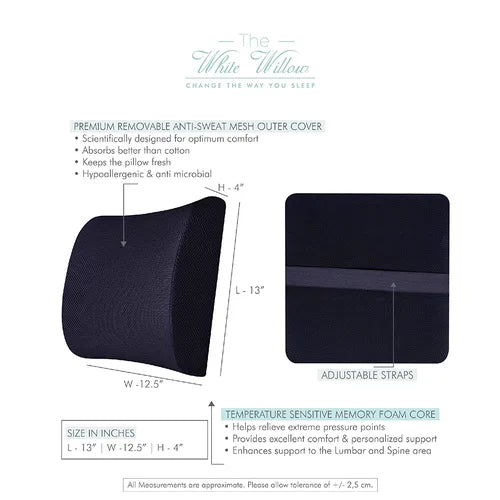 Memory foam lumbar backrest dual use as seat cushion