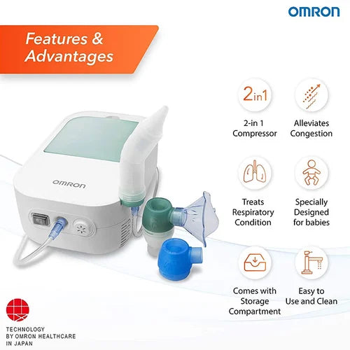 Omron NEC 301 Duo Baby 2 in 1 Compressor Nebulizer Nasal Aspirator