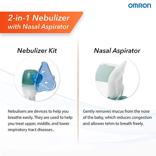 Omron NEC 301 Duo Baby 2 in 1 Compressor Nebulizer Nasal Aspirator