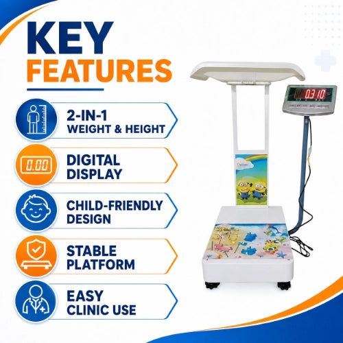 2 in 1 baby weight and height machine key features with digital display and stable platform