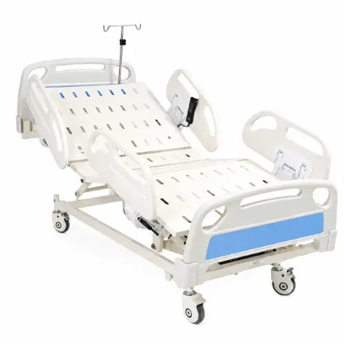 5 function electric icu hospital bed with adjustable head and leg elevation