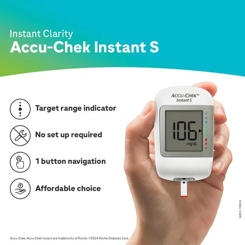Accu Chek Instant S Glucometer Machine with 10 Test Strip Free