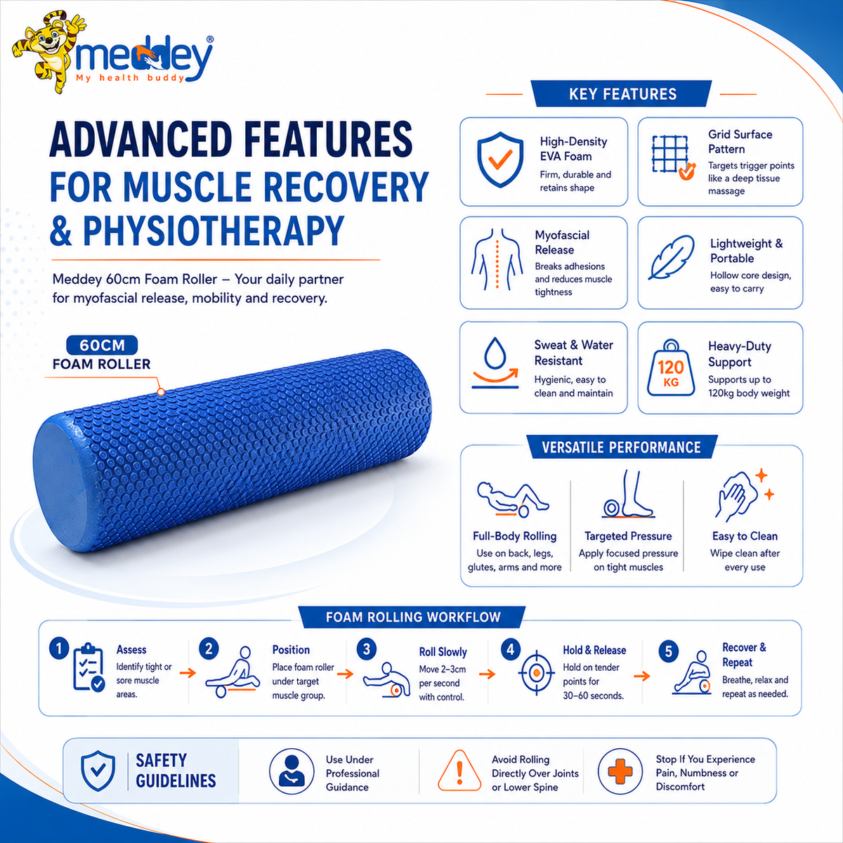 Advanced features for muscle recovery & physiotherapy