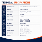 CMS6000 5-Parameter ICU/CCU Vital Signs Monitor technical specification 
