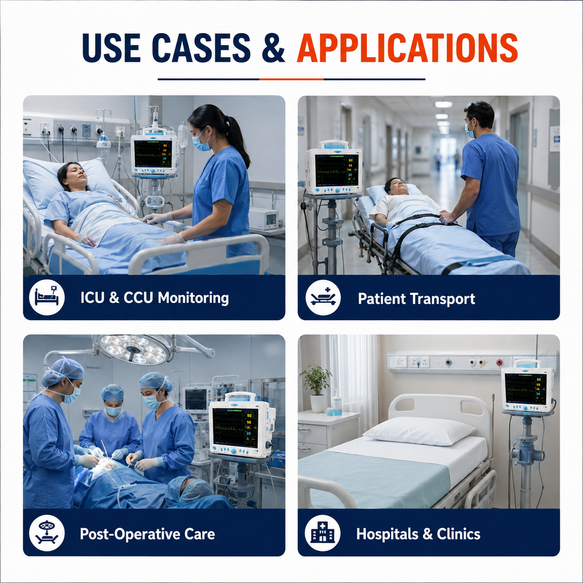 CMS6000 5-Parameter ICU/CCU Vital Signs Monitor uses applications