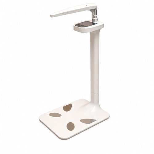Digital height and body composition analyzer with integrated weighing platform, display and ultrasonic height measurement system