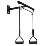 Door-mounted shoulder pulley exerciser with dual handles and rope system for shoulder rehabilitation and mobility training