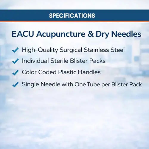 EACU acupuncture needles technical specifications and packaging details