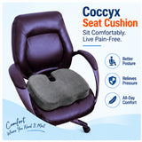 Grey memory foam coccyx seat cushion on office chair for pressure relief, better posture and all-day sitting comfort