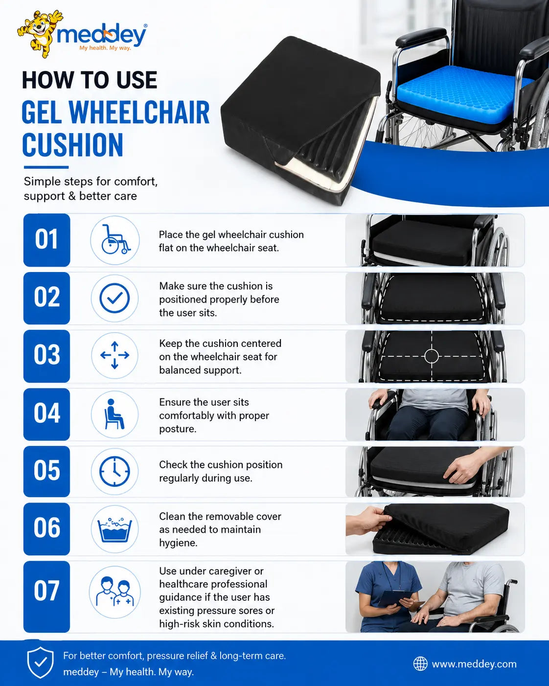 Corrugated gel cushion for wheelchair pressure relief
